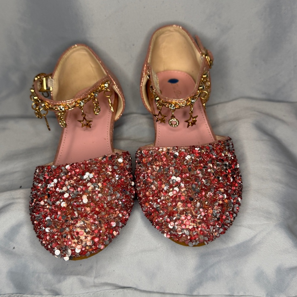Pink Glitter Girls Party Shoes – Size 2 (Youth)